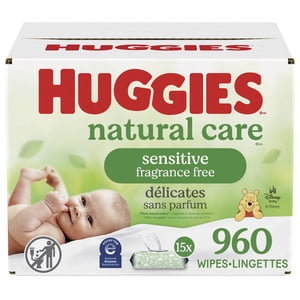 Huggies Natural Care Sensitive Baby Wipes, Unscented, 960 Count