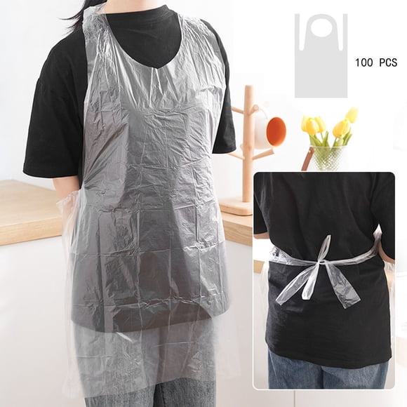 Popular Picks,Transparent Disposable Apron - Thick Sleeveless Kitchen Apron for Cooking, Dishwashing, and Household Use, | Plastic, Clear-771 $BS$3