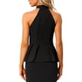 thumbnail image 3 of INSPIRE CHIC Blouse à Basque Plissée d'Été pour Femme Sans Manches à Encolure Licou pour la Plage Hauts TG Noir, 3 of 6