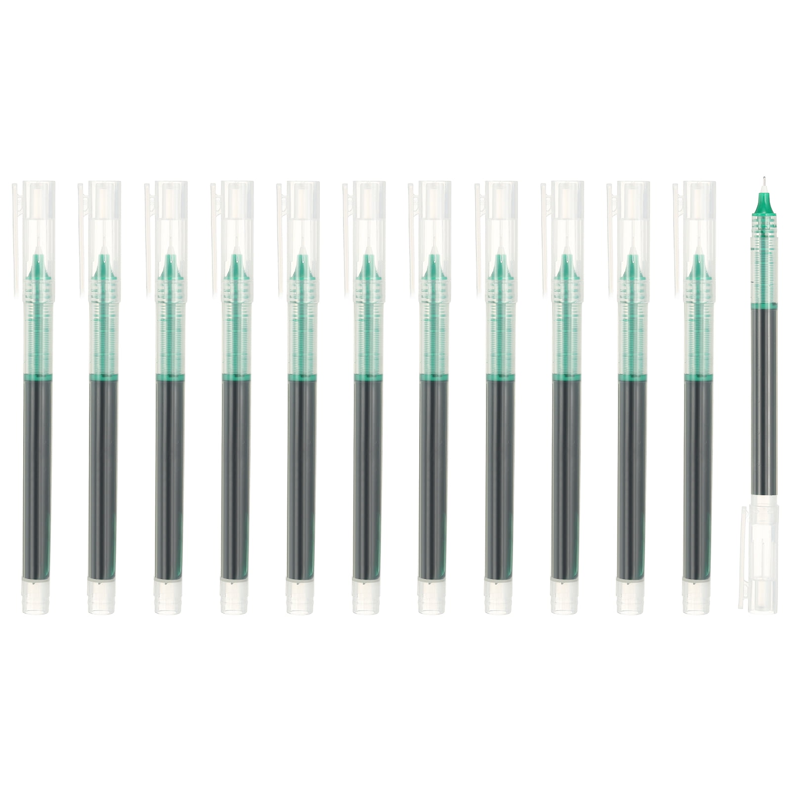 Uxcell 12Pcs Colored Gel Ink Pens, 0.5mm Extra Fine Point Smooth Writing Quick Drying Liquid Ink Rollerball Pens, Green