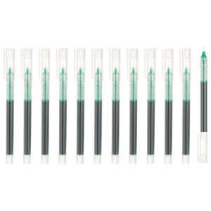 Uxcell 12Pcs Colored Gel Ink Pens, 0.5mm Extra Fine Point Smooth Writing Quick Drying Liquid Ink Rollerball Pens, Green