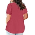 thumbnail image 2 of asjyhkr Plus Size Womens Summer Tops Short Sleeve T Shirts Loose Stretch Soft Comfy Tees Solid Basic Blouses, 2 of 6