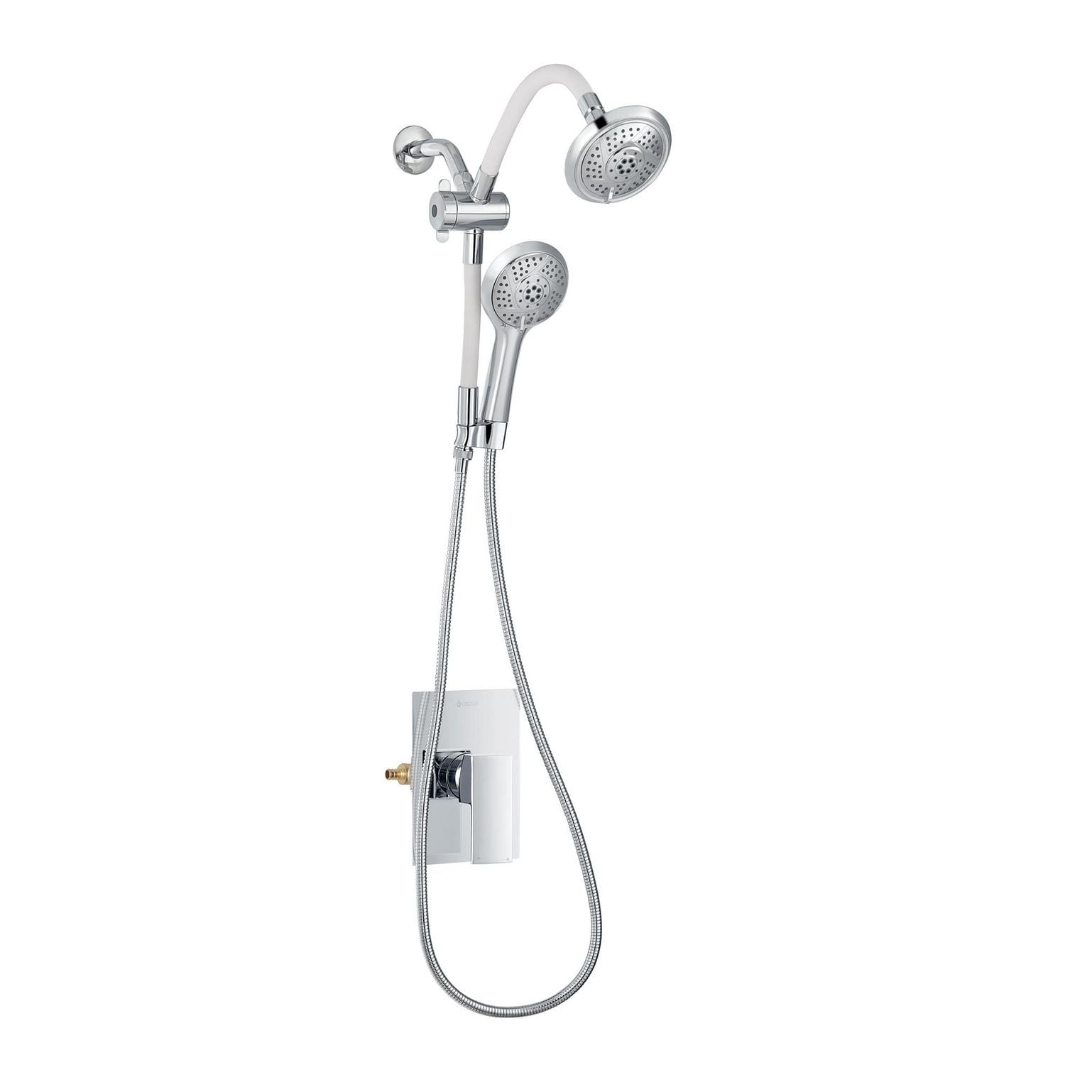 The akuaplus® - LILA pressure balance valve faucet 1/2 in. PEX with flexible hand shower and shower head, Chrome finish