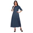 thumbnail image 2 of Moomaya Printed Front Slit A-Line Kurtis For Women Short Sleeve Summer Kurta, 2 of 5