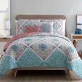 thumbnail image 2 of VCNY Home Windsor Floral Medallion Pink 5 Piece Reversible Bed Quilt Set, King, 2 of 4