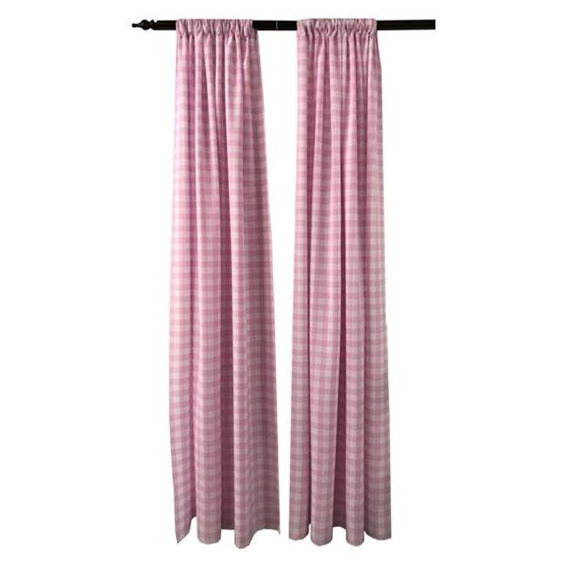 BDcheck58x96-2Pk-PinkK37 LA Linen Fond à Carreaux en Polyester, Blanc & Rose - 58 x 96 Po. - Lot de 2