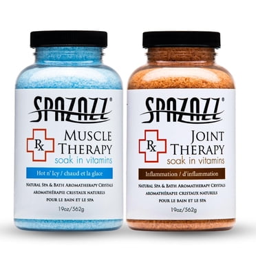 Spazazz Sels d'Aromathérapie Spa et de Bain Cristaux Collection de Thérapie RX Lot de 2 - un Pot de 19 Oz Chacun Spazazz Thérapie Musculaire et Thérapie Articulaire - Sel de Bain de la Mer Morte Cristaux