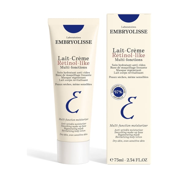 Embryolisse Lait-Crème Retinol-Like - Multi-Use Wrinkles Moisturizer (Make-up Primer, Regenerating Mask, Revitalizing Body Lotion) - Creamy Texture - Floral Scent - Dry & Mature Skin - 75ml