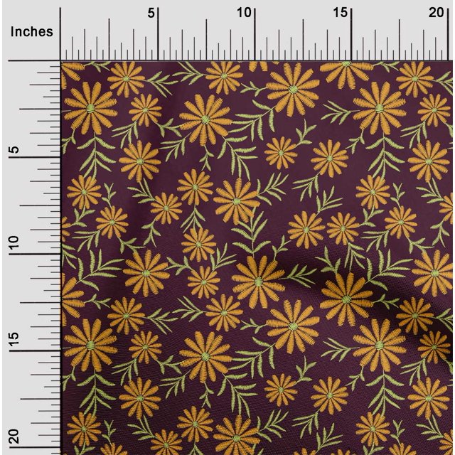 oneOone Popeline de Coton Feuilles & Tissu Imprimé Artistique Floral 1 Yard 42 Inch Wide
