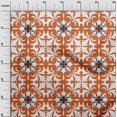 thumbnail image 3 of oneOone Cotton Jersey Orange Fabric Asian Block Floral Sewing Craft Projects Fabric Prints By Yard 58 Inch Wide, 3 of 4