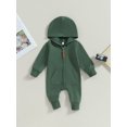 thumbnail image 2 of SUNSIOM Baby Boys Girls Fall Jumpsuits Long Sleeve Solid Color Zip Up Hooded Rompers Newborn Outfit, 2 of 8