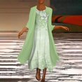 thumbnail image 2 of ORUYROP Robe en Chiffon pour Femmes Manches 3/4 Invité de Mariage Élégante Robe Fluide Longueur Genou Ensemble Deux Pièces Robe Formelle Vintage, 2 of 6