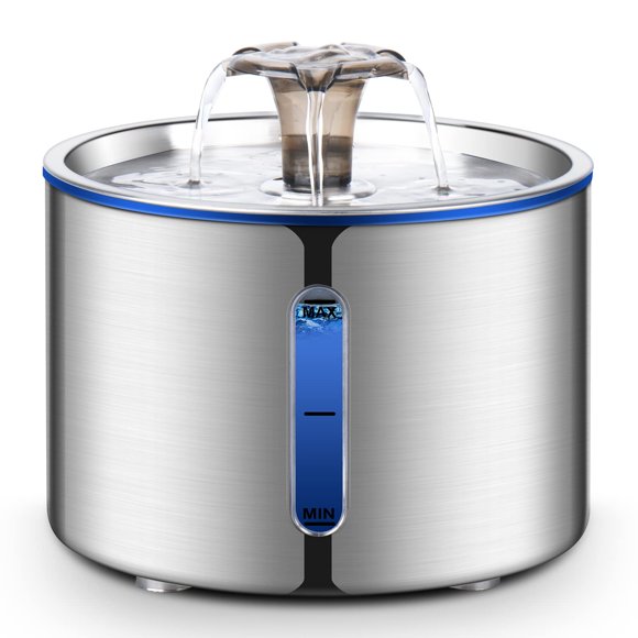 BOORCA Cat Water Fountain, 2.5L Stainless Steel Pet Water Dispenser, Ultra-Quiet Pump, Perfect for Cats, Dogs and Multiple Pets