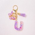 thumbnail image 1 of Feltree Initial Letter Keychains for Women Tassel Purple Cute Car Keychain for Wallet Backpack Bag, 1 of 8
