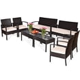 thumbnail image 1 of Patiojoy 8PCS Conversation Wicker Set Patio Rattan Table&Cushioned Chair, 1 of 10