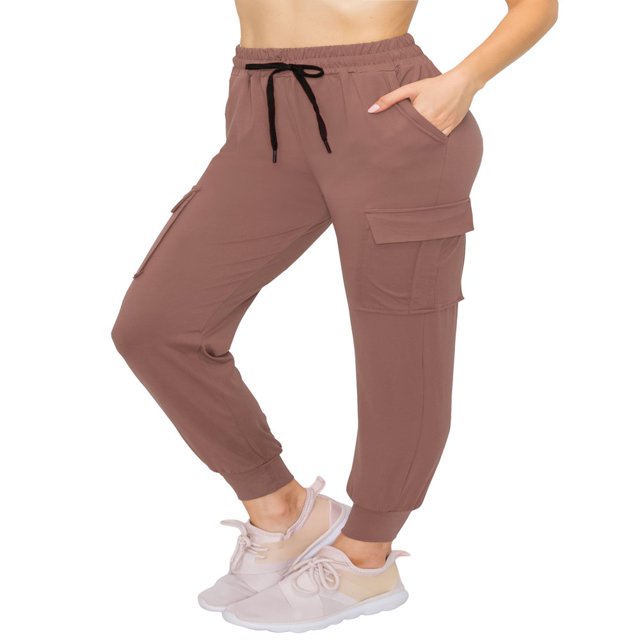 CHOK Pantalon Cargo Jogger Décontracté Super Doux pour Femmes Noir G