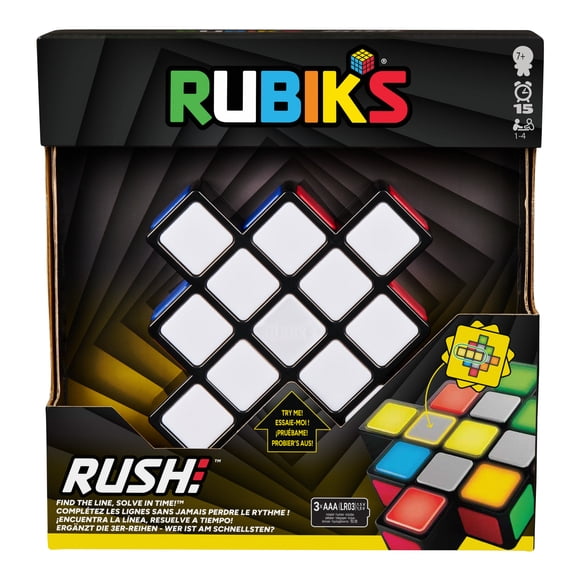 Rubik’s Cube, Rubik's Rush Light-Up Electronic Game, 1-4 Players, Interactive Brain Teaser Speed Game for Solo or Multiplayer Fast-Paced Fun, Color-Matching Puzzle, STEM Toy, for Ages 7 & Up