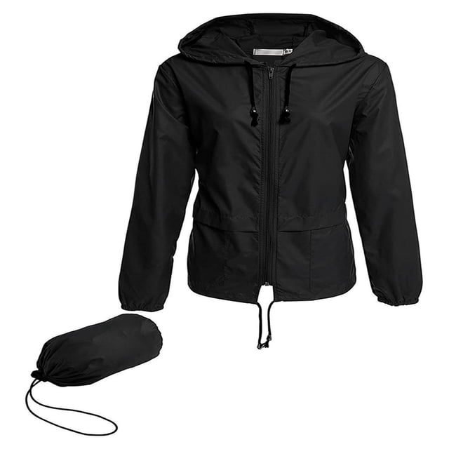 Veste Imperméable Légère pour Femmes, Couleur Unie, Fermeture Éclair devant, Coupe-Vent