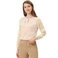 thumbnail image 1 of INSPIRE CHIC Women's Work Chiffon Keyhole Neck Elegant Top Apricot S, 1 of 5