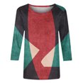 thumbnail image 3 of HKEJIAOI T-Shirts à Manches 3/4 pour Femmes Col Ras du Cou Imprimé Floral Haut Femme à Manches Trois-Quarts m, 3 of 5
