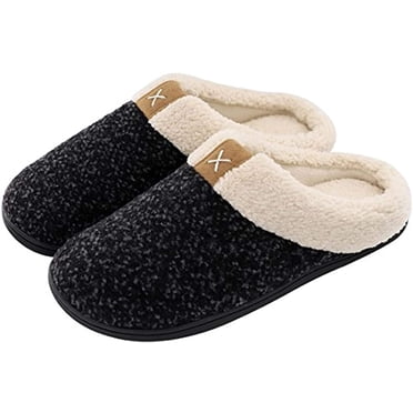 Pantoufles Confortables pour Hommes en Mousse Mémoire avec Doublure Duveteuse Type Laine, Sabots à Enfiler avec Semelle en Caoutchouc Antidérapante