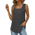 thumbnail image 4 of Birdeem Mode Femme Couleur Unie Col Carré Confortable T-Shirt Ample Sans Manches Blouse Décontractée, 4 of 6
