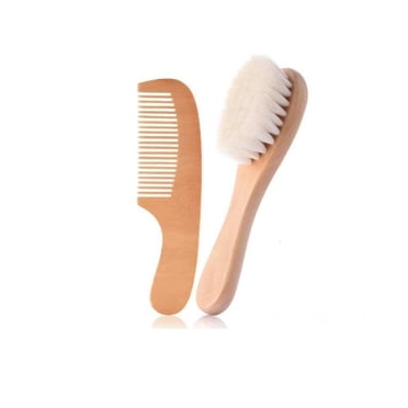 Baby Hair Brush and Comb Set for Newborn Soft Bristles Brush and Wooden Comb Infant Hair Care Tools