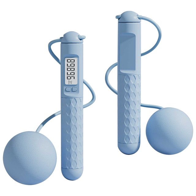 Weighted Jump Rope, Adjustable Length Skipping Rope with Counter and Gravity Ball for Adults Children Indoor Outdoor Exercise ABS Material 19.5cm Handle
