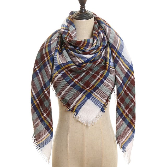 Foulard Chaude pour Femmes Châles Carrés Foulards Infini Rayures Carreaux Surface Rugueuse,11#