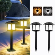 pstuiky 2 Pack Solar Lights Outdoor Ip65 Waterproof Led Lighting Solar Powered Black Lights 15.35 Inch Height Auto on off Solar Garden Lights for Patio Yard