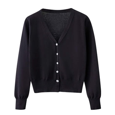 Timegard Cardigan pour Femmes Léger d'Automne Court Uni à devant Ouvert Manteau en Tricot à Boutons