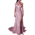 thumbnail image 1 of WTXUE Robes d'Été pour Femmes, Robe Longue à Paillettes pour Bal, Col en V, Or, Fête, Demoiselle d'Honneur, Soirée, Robe pour Femmes, Robe Rose pour Femmes, Rose m, 1 of 7