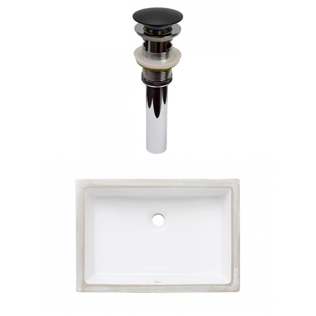 American Imaginations 20.75-in. W CUPC Rectangle Bathroom Undermount Sink Set In White - Black Hardware - Overflow Drain Incl. AI-31819