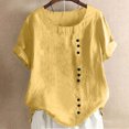 thumbnail image 2 of Timegard Plus Size Tops for Women Round Neck Short Sleeve Button Lightweight Blouse Casual Loose Tops, 2 of 5