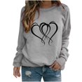 thumbnail image 2 of Meichang T-Shirts Mignons de la Saint-Valentin pour Femmes, T-Shirts Graphiques Mignons avec Cœur, Manches Longues, Col Rond, Hauts Mignons, Coupe Ample, Chandail Molletonné à Enfiler pour les Fêtes, 2 of 3