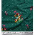 thumbnail image 1 of Soimoi Polyester Crepe Fabric Dot,Leaves & Periwinkle Floral Printed Fabric 1 Yard 42 Inch Wide, 1 of 3