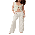 thumbnail image 3 of V Neck Split Hem T-Shirts for Women  Ruched Crop Tops with Short Sleeves, 3 of 5