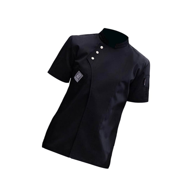 Chef Jacket Short Sleeve Cooking Short Sleeve Clothes Simple Chef Coat for Restaurant Black M