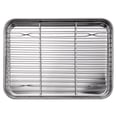 thumbnail image 1 of 10 Inch Toaster Oven Tray and Rack Set, Small Stainless Steel Baking Pan with Cooling Rack,Dishwasher Safe Baking Sheet, 1 of 8