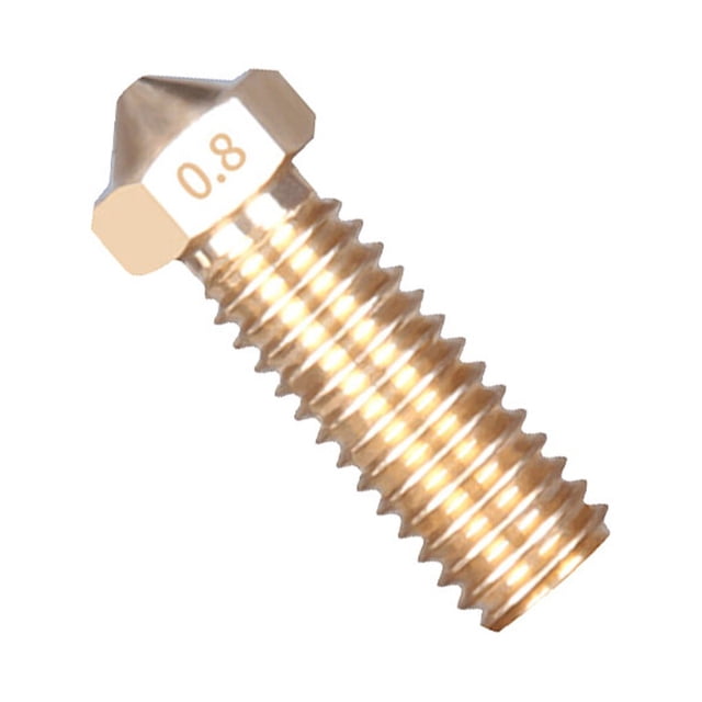 3D Printer Nozzle 1.75mm Extruder Large Flow Nozzle M6 3D printer Threaded 3D Printer Parts, Brass, 0.8mm, Gold