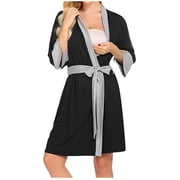 Tranfacy Robes for Women,Lightweight Robes for Women,Women's Color Matching Maternity and Postpartum Clothing Maternity Robes Postpartum Home Nursing Clothes
