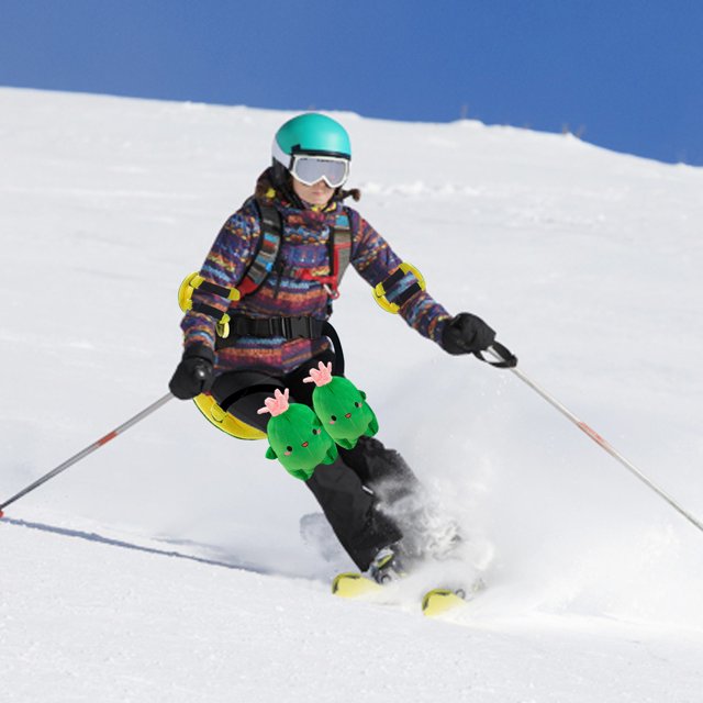Skiing Protective Gear Knee Pads: Cactus And Bear Pattern Knee Pads Suitable For Both Snowboarding And Skiing.