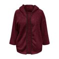 thumbnail image 5 of WEIYLL Fleece Jacket Women Thick Knitted Cardigan Solid Color Sleeve Furry Red Winter Coats Size M, 5 of 5