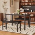 thumbnail image 2 of Retro 3-Piece 4-Seater Dining Set, Kitchen Table with 2 Padded Storage Benches, Space-Saving Furniture for Breakfast Nooks, 2 of 6