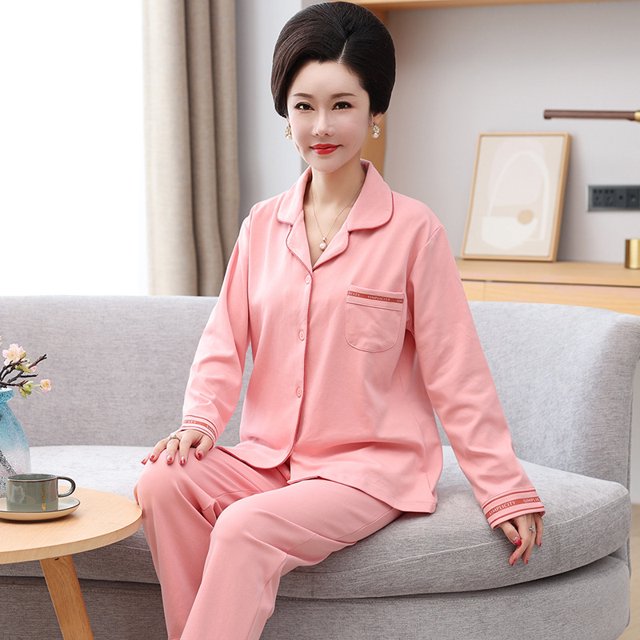 REDHOTYPE Pyjama Simple Mode Femme Manches Longues Pantalon Coton Grande Taille Col Rond Vêtements de Maison Deux Pièces
