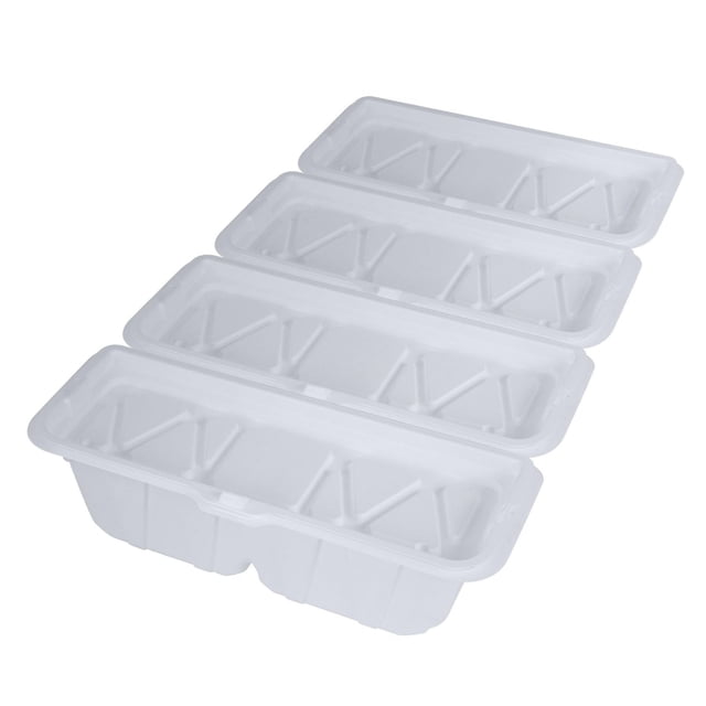 LitterMaid Waste Receptacles, 12 Count, four translucent white plastic containers with reinforced X-pattern bases, designed for durable odor containment and easy disposal, compatible with LitterMaid self-cleaning litter boxes and carbon filters for enhanced cat waste removal.