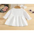 thumbnail image 3 of Toddler Girls 2Pcs Fall Outfits  Cute Long Sleeve V Neck Button Down Dress with Hair Bow Set, 3 of 7