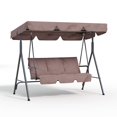 thumbnail image 4 of 3-Seat Outdoor Porch Swing Chair – Adjustable Waterproof Canopy, Heavy-Duty Steel Frame, UV-Resistant Cushions, 500 lbs Capacity Glider – Patio, Garden, Backyard, Balcony – Dark Brown, 4 of 7