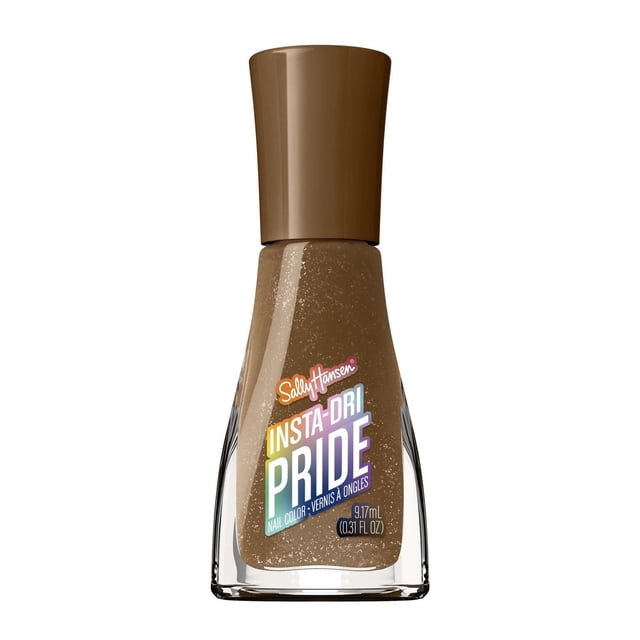 Insta-Dri X Pride Vernis à Ongles à Séchage Rapide et Longue Tenue par Sally Hansen, Teinte Brun Scintillante, dans une Bouteille en Verre Transparent avec Capuchon Brun, avec Image de Marque Pride Arc-en-Ciel et volume de 9,17 ml, Idéal pour une Brillance Sans Traces et un Séchage Rapide.