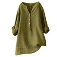 thumbnail image 1 of TIMIFIS Womens Cotton Button Down Shirt Casual Long Sleeve Loose Fit Collared Linen Work Blouse TopsFall, 1 of 5